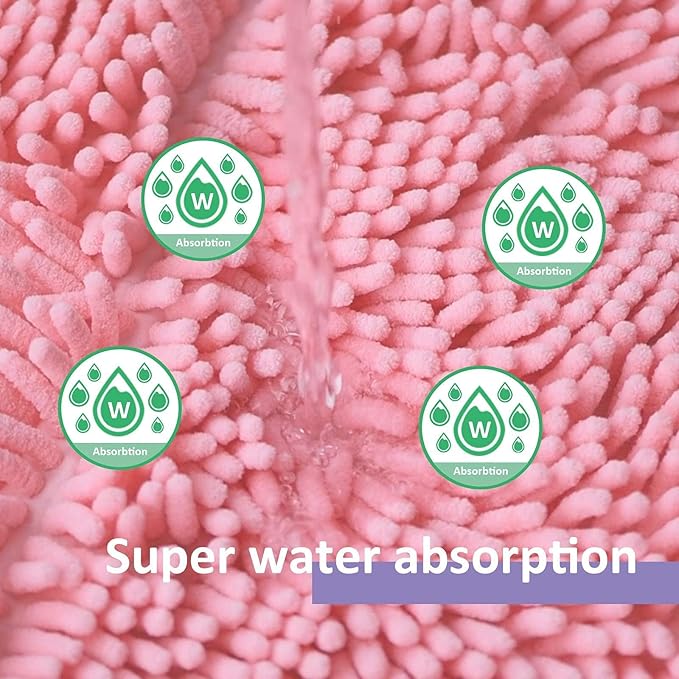Pink Bathroom Rugs Chenille Bath Mat Set 3-Piece Bath Rugs for Bathoom Extra Soft Bath Mats for Bathoom Non Slip Absorbent Shag Bthroom Carpet, Machine Washable, Mats Sets 3 Toilet Rug