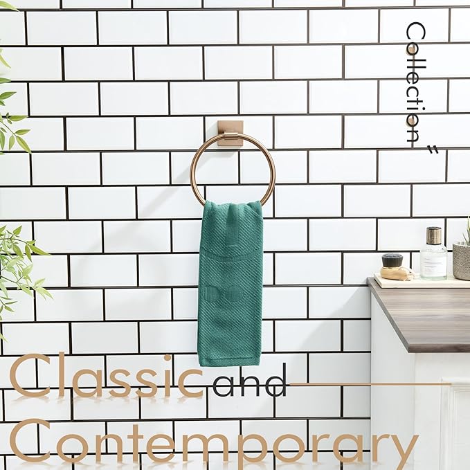 KOKOSIRI Hand Towel Holder Wall Mounted Towel Ring Bathroom Accessories Shower Towel Hanger Rack Stainless Steel Champagne Bronze, B3010CPG