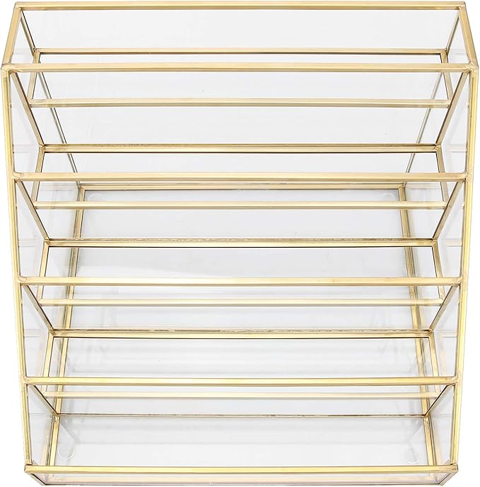 HURRISE Nail Polish Display Rack, Nail Polish Organizer,Multi-Layer Desk Shelf Glass Nail Polish Display Nail Polish Nail Art Storage Cosmetic For Nail Polish Organizer Shelf(S)