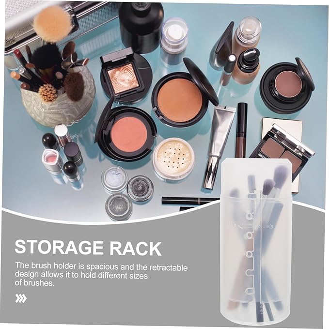 3pcs Retractable Makeup Brush Holders Clear Plastic Travel Organizers Storage for Cosmetic