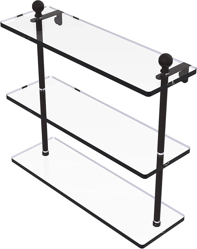Allied Brass MA-5/16 Mambo Collection 16 Inch Triple Tiered Glass Shelf, Oil Rubbed Bronze