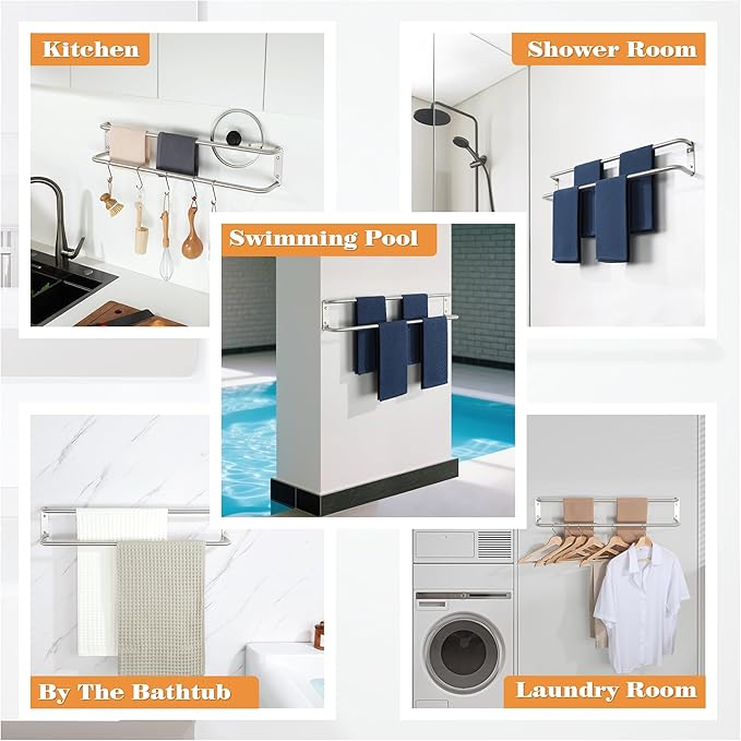 Alise Double Towel Bar,32 Inch Towel Racks for Bathroom, SUS304 Stainless Steel Towel Bar for Bathroom Wall,Quick Drying Bathroom Towel Holder,Long Bath Towel Hanger,Brushed Nickel
