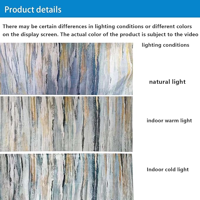 JAWO Abstract Shower Curtain,Modern Aesthetic Abstract Stripe Shower Curtain Set for Bathtub Bathroom, Gray Blue Brown Contemporary Abstract Painting Polyester Shower Curtains,Blue, 69X75