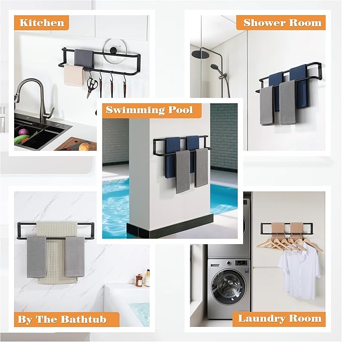 Alise Double Towel Bar,28 Inch Towel Racks for Bathroom, SUS304 Stainless Steel Towel Bar for Bathroom Wall,Quick Drying Bathroom Towel Holder Bath Towel Hanger,Matte Black
