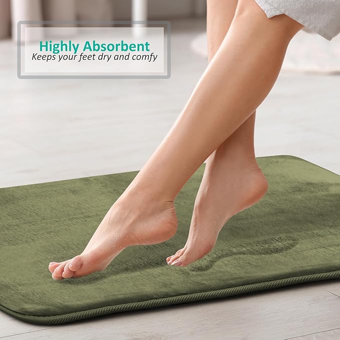 Clara Clark Bathroom Rugs, Velvet Memory Foam Bath Mat, Non-Slip Bath Rugs, Machine Wash, Dries Quickly, Ultra Soft Plush Bath Mats for Bathroom,
