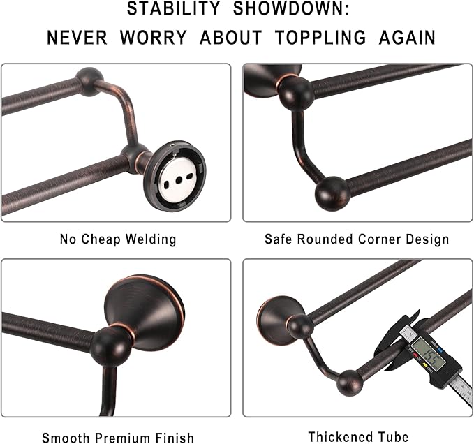 #304 Stainless Steel Double Towel Bar,Optional Different Length to installate (Oil Rubber Bronze, Double Towel bar)