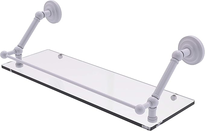 Allied Brass PQN-1-24-GAL Prestige Que New 24 Inch Floating Gallery Rail Glass Shelf, Matte White