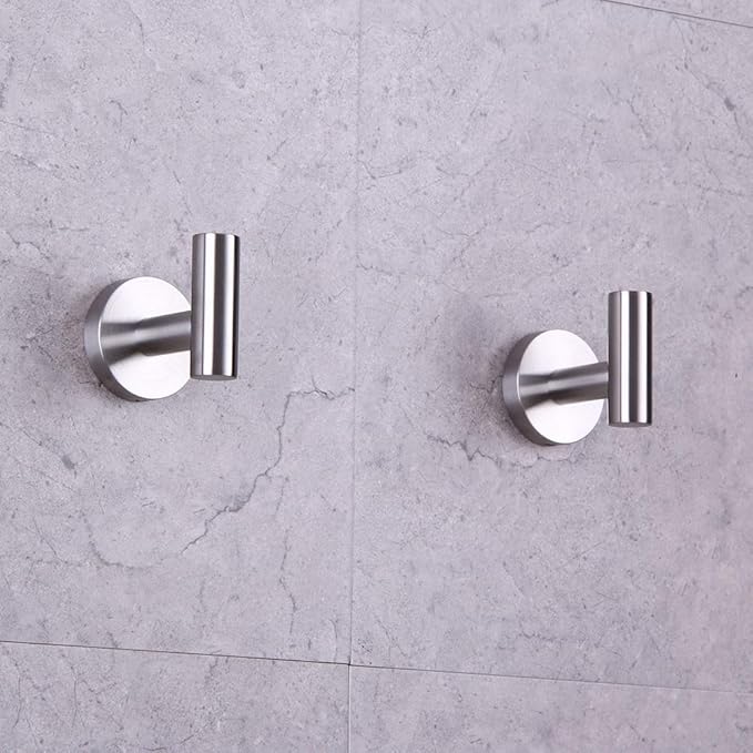 GERZWY Modern 3-Piece Bathroom Hardware Set Toilet Paper Holder and 2X Towel Hook Wall Mounted Brushed SUS 304 Stainless Steel AG1401B-LS