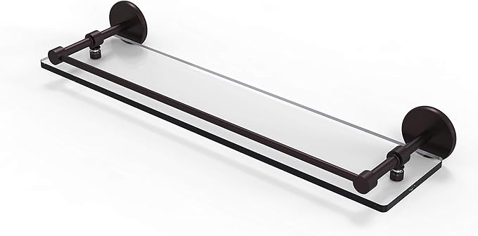 Allied Brass P1000-1/22-GAL-ABZ 22 Inch Tempered Gallery Rail Glass Shelf, Antique Bronze