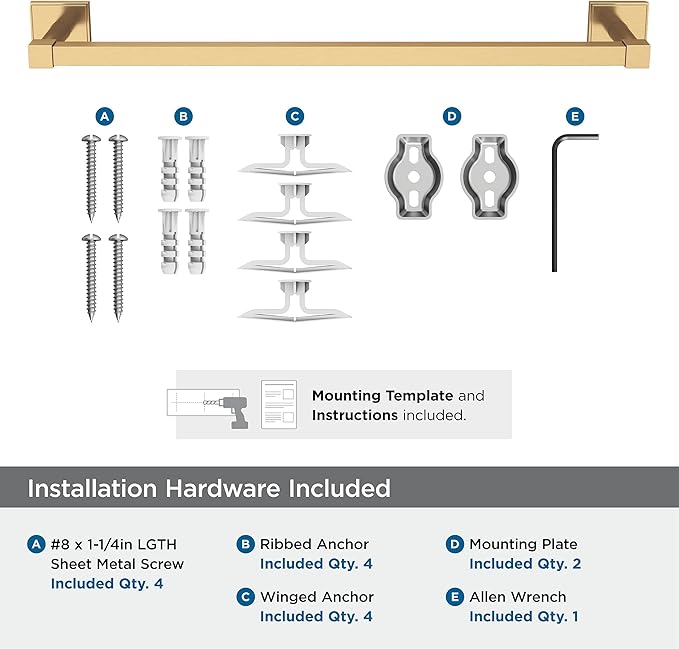 Amerock BH36073CZ | Champagne Bronze Towel Bar | 18 in (457 mm) Towel Rack | Appoint | Bathroom Towel Holder | Bathroom Hardware | Bath Accessories