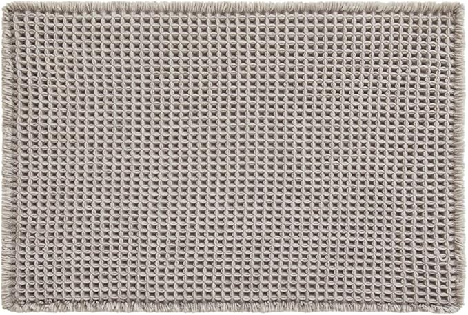 Waffle Bath Mat, Boho Bathroom Rugs Non Slip Washable Super Absorbent Quick Dry Bath Mat Farmhouse Bathroom Decor, 36"x24" Light Grey