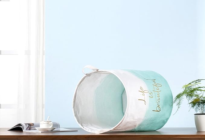 Merdes 19.7?€??€? Waterproof Foldable Laundry Hamper, Dirty Clothes Laundry Basket, Linen Bin Storage Organizer for Toy Collection (Life Blue)