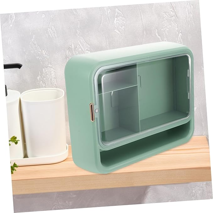 SOLUSTRE Wall Mounted Bathroom Shelf Organizer Multi-Layer Space-Saving Storage Rack for Small Bathrooms Green Rectangular Design for Clean and Protected Decor