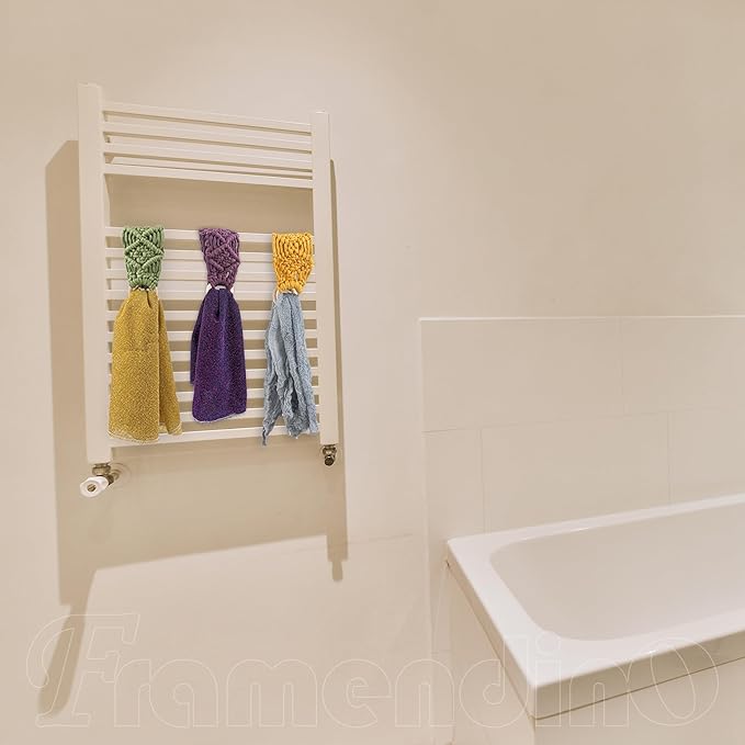 Framendino, 4 Pack Kitchen Crochet Towel Hanging Ring Towels Holder with Loop for Cabinets Oven Door