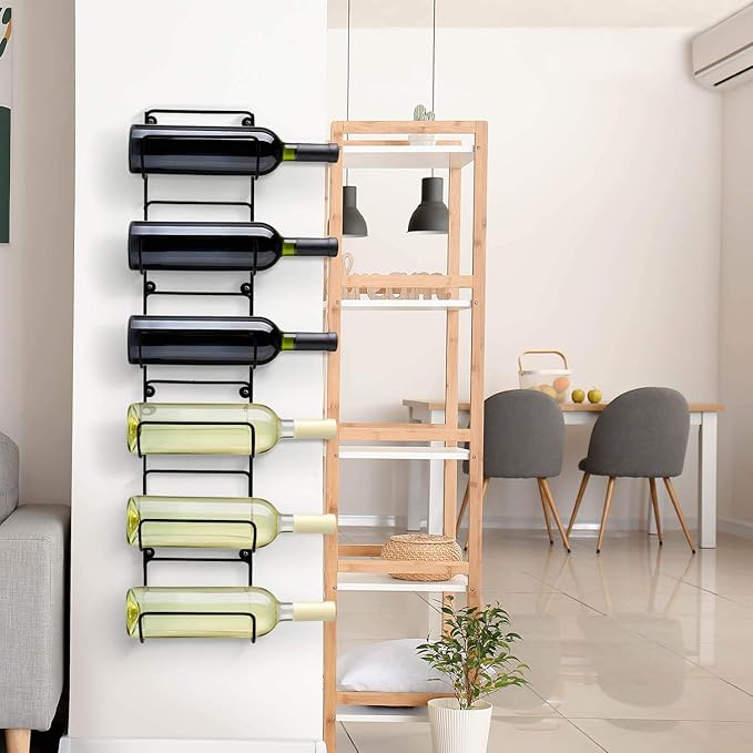 Sorbus Towel Rack Wall Mount – 6 Compartments of Black Metal Bathroom Towel Holder Set - Bathroom Organizer, for Gym Spa, Camper, Rv, Back of Door, Cabinet - Wine Rack Wall Mounted for Kitchen, Bar