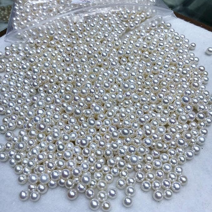 Sooyee Acrylic Makeup Brush Holder Organizer with 8mm White Pearls + 1700-Pcs Loose Beads no Hole 1.1 Lbs (8mm,Ivory)