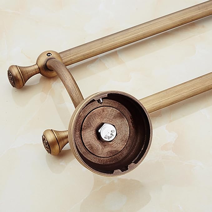 Antique Bronze Brass Double Towel Bar,Adjustable 15.5 to 27.5 Inch Bath Towel Bar Rack for Bathroom Towel Holder, Wall Mounted Bathroom Hardware Accessories,Pattern Carving Design