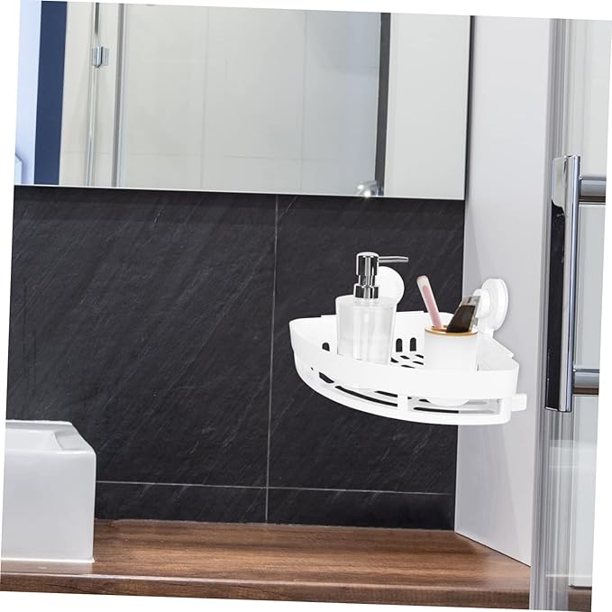 Holibanna Triangle Wall-Mounted Storage Shelf Bathroom Organizer Rack for Shampoo and Sundries Space-Saving Adhesive Storage Holder for Towels and Toiletries