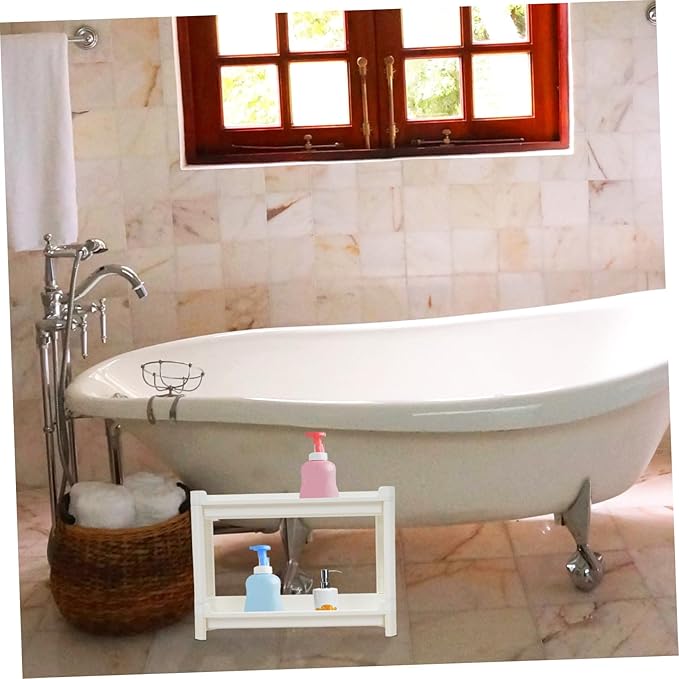 Vaguelly Multi-Layer Plastic Storage Rack Thick Bathroom Shelf for Corner Spaces Sturdy Floor Organizer for Bedroom and Bathroom Versatile Storage Solution