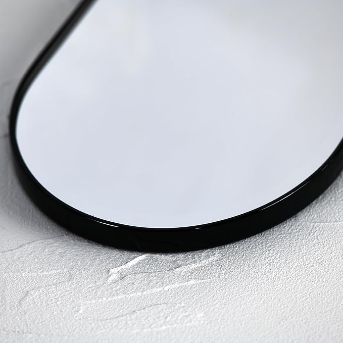 Funly mee Arched Wall Mirror, 7.9 x 11.8 inches, Wall-Mounted Plastic Mirror, for Bathroom and Vanity (Black, 7.9 x11.8)