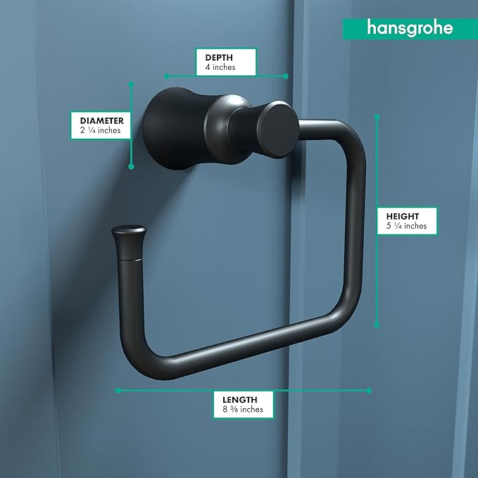 hansgrohe 4786670 Joleena Towel Ring in Matte Black, 8.3-Inches Wide