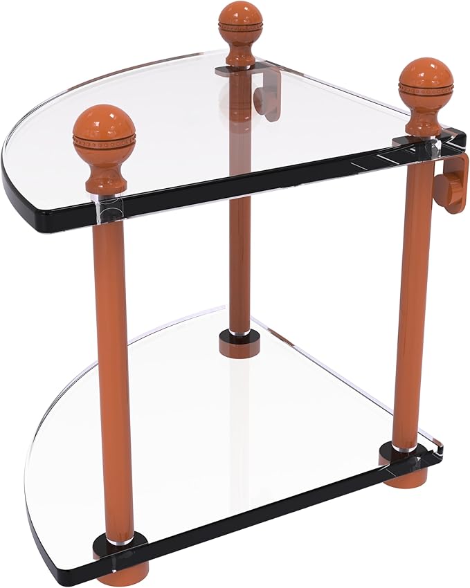 Allied Brass MA-3-ASP Mambo Collection 2 Tier Corner Glass Shelf, Autumn Sparkle
