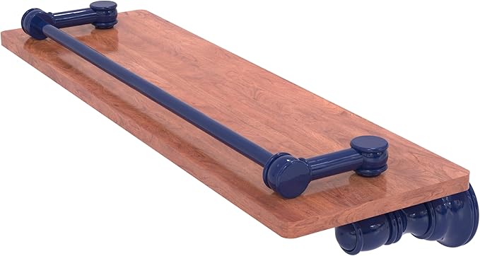 Allied Brass CL-1-16-GAL-IRW-MBL Carolina Collection 16 Inch Wood Shelf with Gallery Rail, Mediterranean Blue
