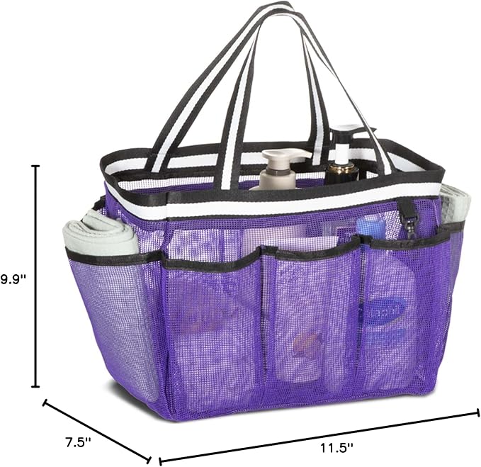 XL Mesh Shower Caddy Portable Shower Bag for College Dorm Camping Travel Gym(Purple)