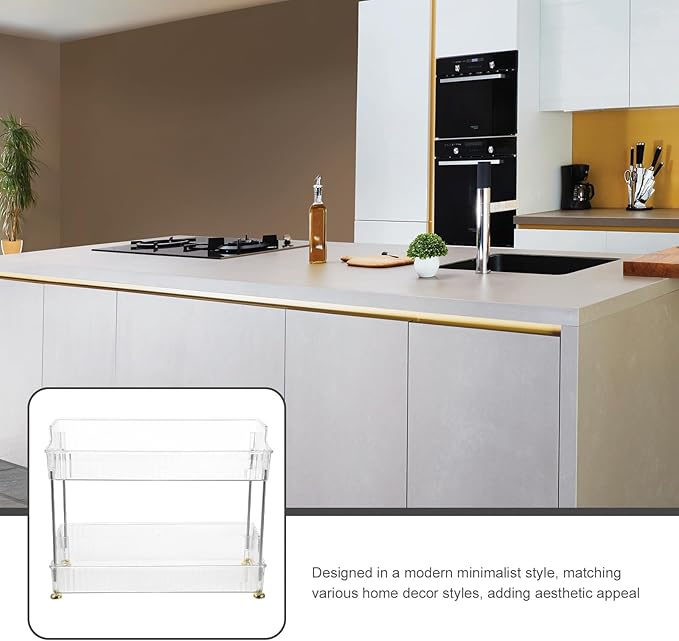 Alipis Countertop 2-Tier Shelf Bathroom Organizer Storage Stand Vanity Cosmetics Holder Multi-Purpose Dresser Storage Rack for Home and Bathroom Countertop