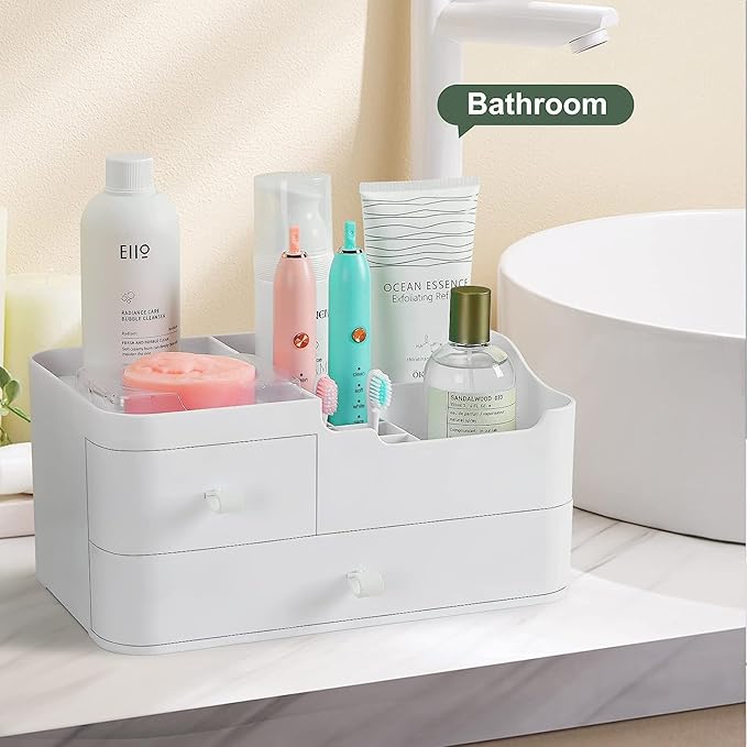 BREIS Makeup Organizer for Vanity,Bathroom Organizer with Drawers,Vanity Decor Display Cases for Dresser Countertop Bedroom Eyeshadow Brushes Lipstick Nail Polishes Jewelry Perfume
