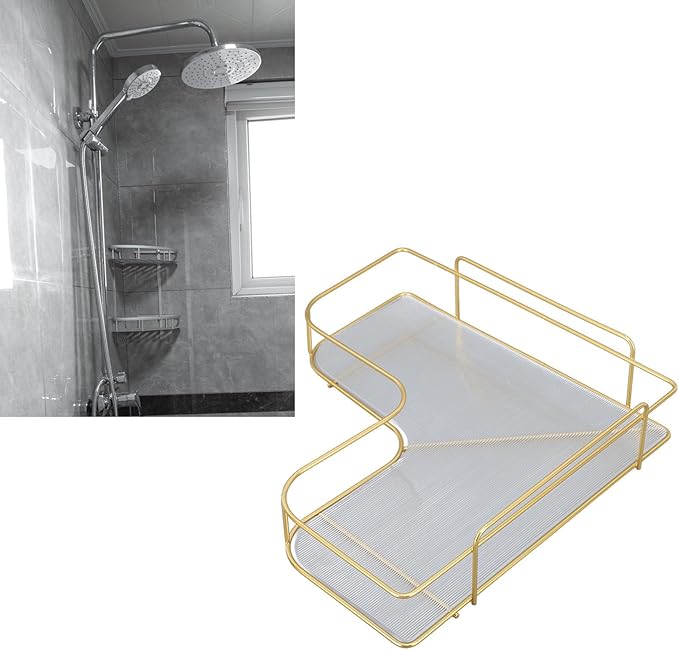 Corner Bathroom Organizer Shelf, Large Capacity Corner Storage Rack, Acrylic and Iron Frame with Adjustable Shelves, Rustproof Bathroom Shelf Organizer for Toilet Kitchen Dressing (Wall Mounted