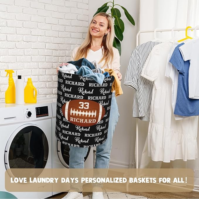 Custom Name Laundry Basket, Personalized Collapsible Laundry Hamper with Name for Bathroom Bedrooms, Customized Dirty Clothes Hamper Storage Basket Gifts for Kids Boys Girls Baby Men Women
