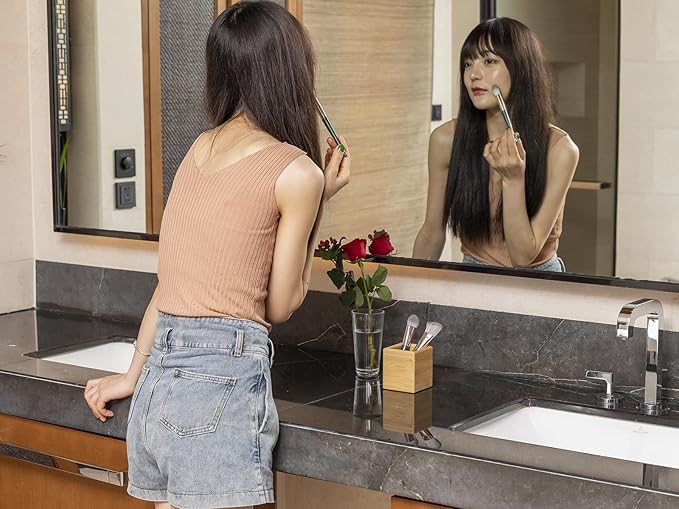 Makeup Brush Holder Organizer for Vanity, Hair Brush Holder Organizer for Bathroom Countertop, Bamboo