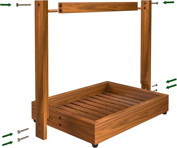 Teak Organizer for Bathroom Kitchen - Use as Shower Caddy Towel Holder Toilet Paper Storage Fruit Basket Spice Rack with Non-Slip Base
