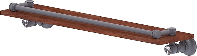 Allied Brass CC-1-22-GAL-IRW Carolina Crystal Collection 22 Inch Gallery Rail Wood Shelf, Matte Gray