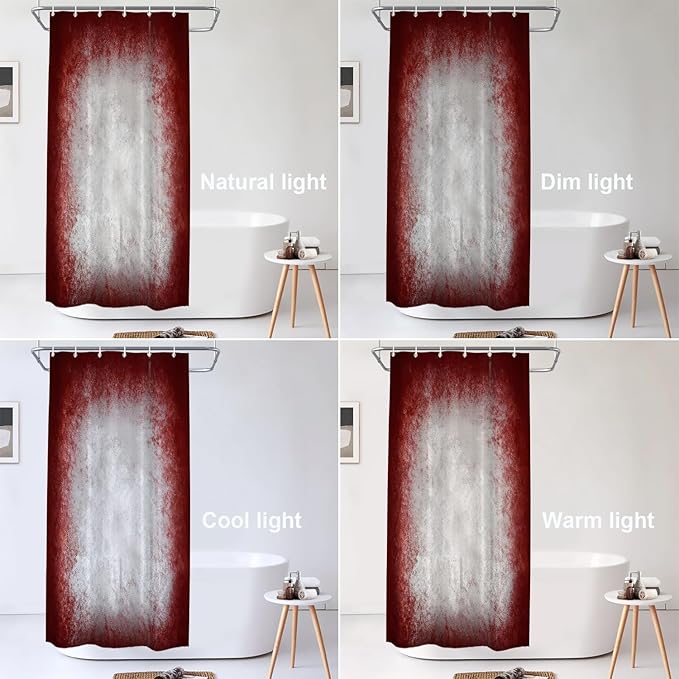 Shrahala Grey Abstract Tie Dye Decorative Shower Curtain, Dark Red Modern Abstract Art Maroon Bathroom Decor Polyester Fiber Waterproof with Plastic Rings for Shower Stall Bathtubs 72 x 36 in