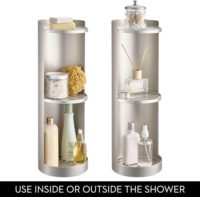 iDesign Freestanding 3-Tier Rotating Bathroom Organizer - Satin