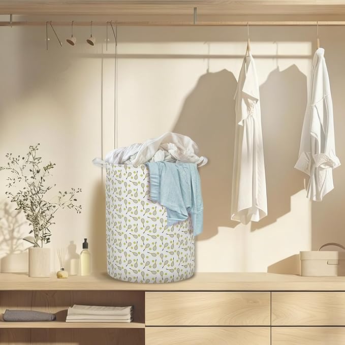 Tennis Laundry Basket Hamper, Sports Nursery Decor, Tennis Lover Fan Player Gifts Foldable Clothes Toys Books Storage Box Bins Baskets Organizer for Kids Bedroom Bathroom Sports Room