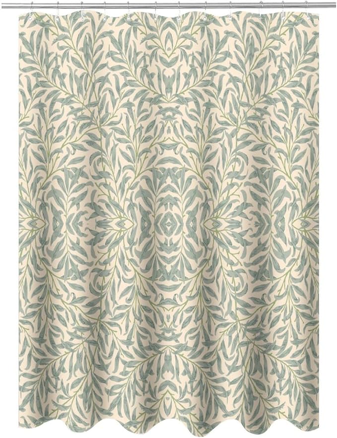 Vintage Botanical Shower Curtain William Morris Designs Green Jungle Fruit Print Shower Curtain Set Polyester Interior Waterproof Shower Curtain with 12 Hooks 72x84 Inches(183x214cm)