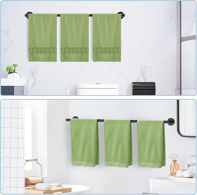 Matte Black Towel Bar for Bathroom, Towel Rack for Bathroom Wall Mounted 30 Inch, SUS304 Stainless Steel Towel Rods for Bathroom, Total Length 32-Inch Bath Towel Holder, Modern Home Decor