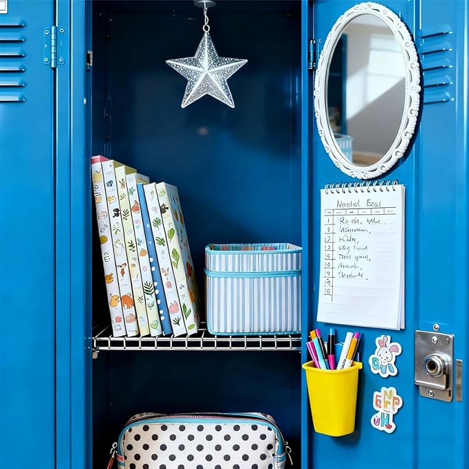 ARTLYMERS Magnetic Locker Mirror, Real Glass Small Mirrors for Lockers with Magnetic Backing, School Locker, Bathroom, Household Refrigerator, Locker Accessory or Office Cabinet (White)