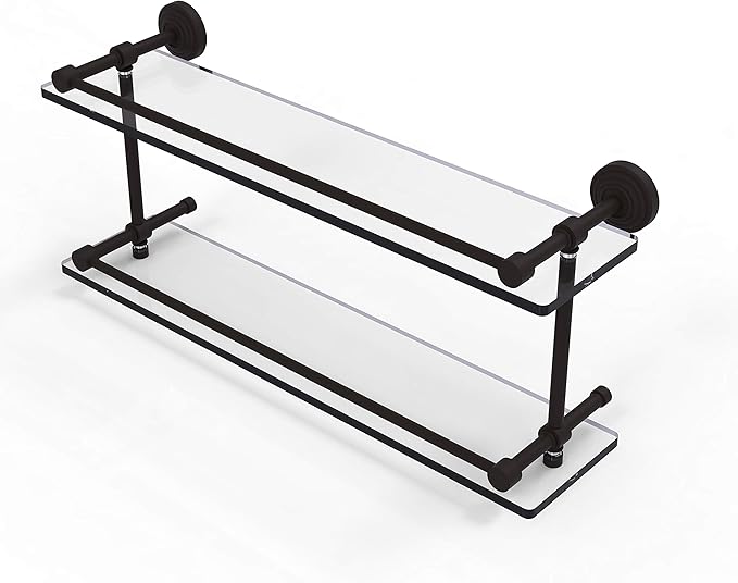Allied Brass WP-2/22-GAL-ORB Waverly Place 22 Inch Double Gallery Rail Glass Shelf, Oil Rubbed Bronze
