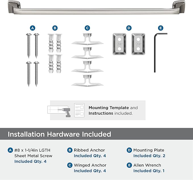 Amerock BH36034G10 | Brushed Nickel Towel Bar | 24 in (610 mm) Towel Rack | Revitalize | Bathroom Towel Holder | Bathroom Hardware | Bath Accessories