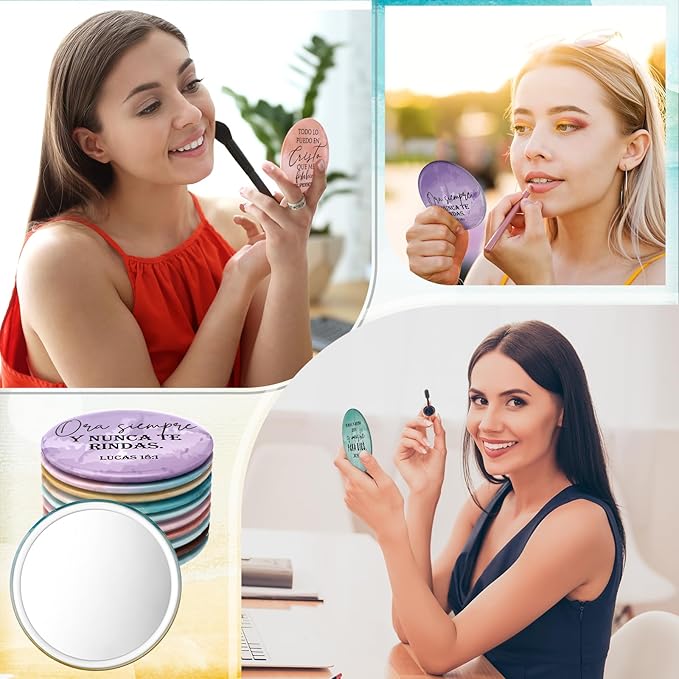 GlikCeil 40 Pcs Christian Compact Mirrors Bulk for Women Inspirational Bible Verse Pocket Mirror Mini Purse Makeup Mirror Christian Church Gift for Mother's Day Mom Church Party Favor (Religious)
