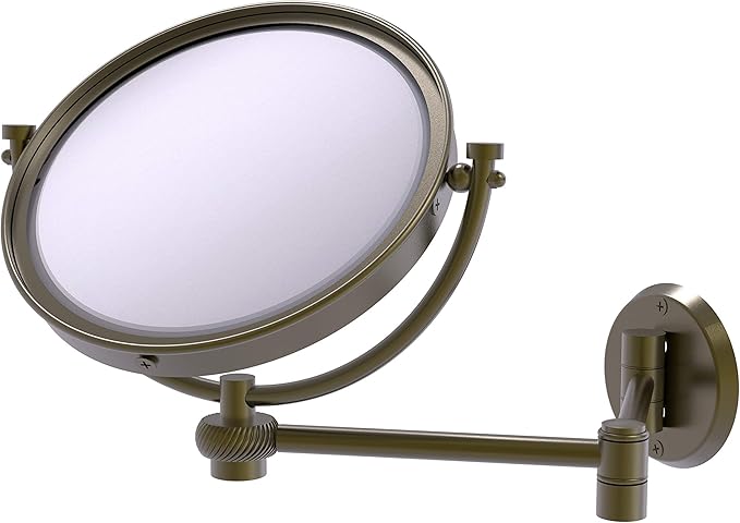 Allied Brass WM-6T/4X-ABR 8 Inch Wall Mounted Extending 4X Magnification with Twist Accent Make-Up Mirror, Antique Brass
