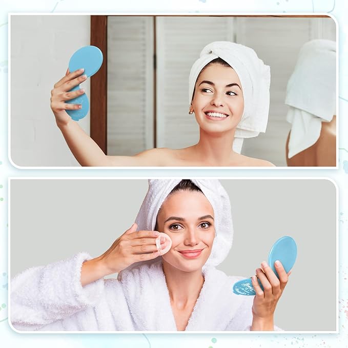 36 Pcs 2.76 Inch Inspirational Compact Mirror Bulk Women Small Gifts Graduation Party Favors Purse Mirror Pocket Mini Stuffer Items for Adult Coworker Cheerleader Employee (Light Blue)