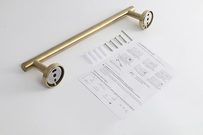 TocTen Bath Towel Bar - Thicken SUS304 Stainless Steel Bathroom Towel Holder, Towel Rod for Bathroom Heavy Duty Wall Mounted Towel Rack Hanger (18IN, Brushed Gold)