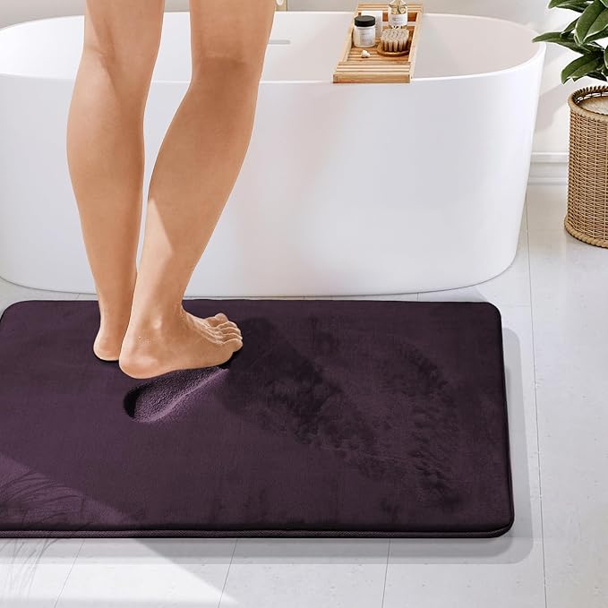 Clara Clark Bathroom Rugs, Velvet Memory Foam Bath Mat, Non-Slip Bath Rugs, Machine Wash, Dries Quickly, Ultra Soft Plush Bath Mats for Bathroom,