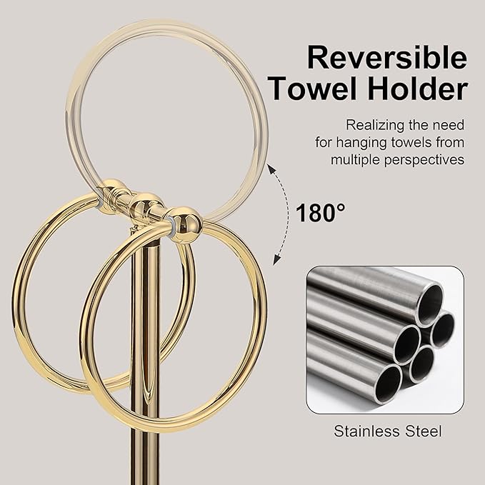 Adjustable Gold Towel Rack,Freestanding Bathroom Towel Holder