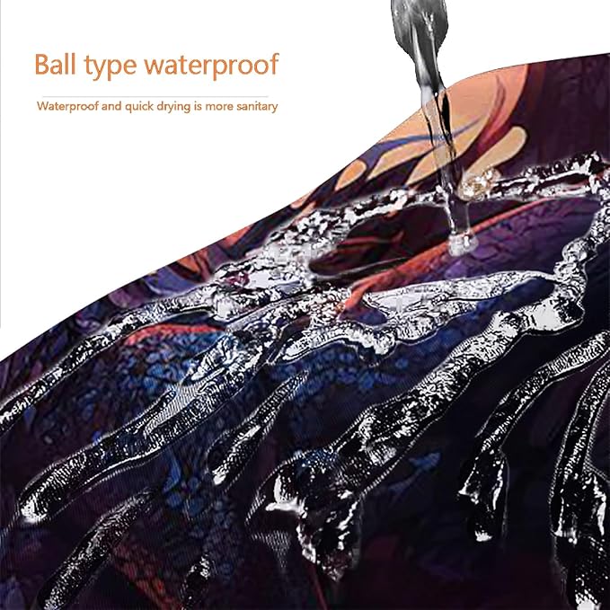 4 Pcs Dragon Bathroom Shower Curtain Set with Rug, Toilet Lid Cover and Bath Mat, Abstract Magic Medieval Blue Animal Bathroom Shower Curtain with 12 Hooks Accessories Decorative